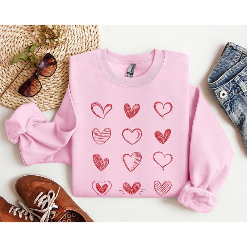 Retro Chic Hearts Sweatshirt, Vintage Valentine's Day Sweatshirt