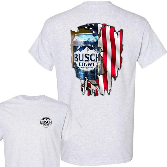 BUSCH LIGHT, BEER, Busch Light Logo Flag 2-sided Tshirt, Busch Light Tshirt Full Color For Men And Women Tshirt, Busch Light Beer Tshirt, Casual Graph