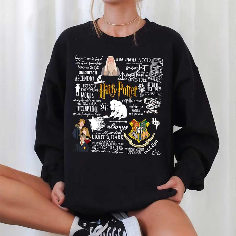 HP Gold Iconic Sweatshirt Hoodie Shirt, gift for fan, Hogwarts school, Sweatshirt, Hoodie