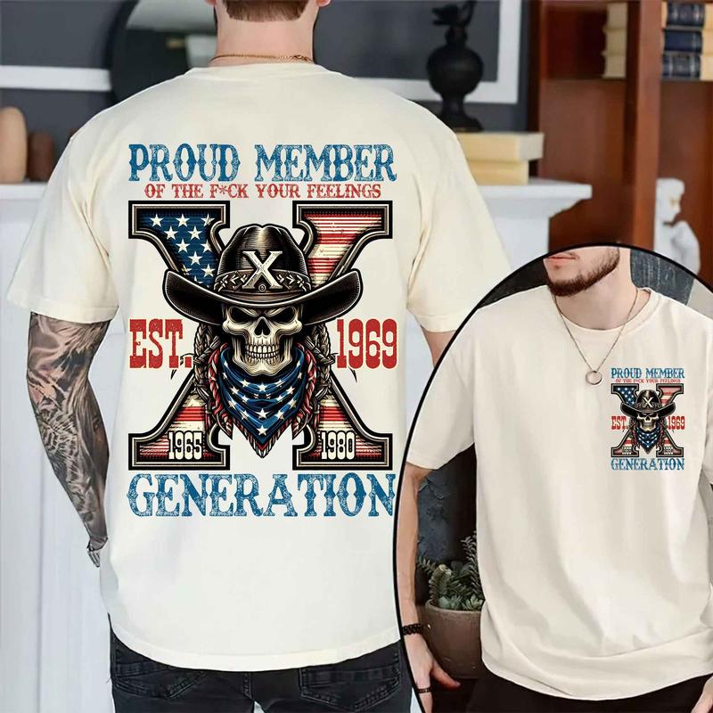 Custom Year Est.1969 Generation X 2 Side Shirt - Vintage 90s GenX 1965-1980 Skull T-shirt -GenX Skull T-shirt