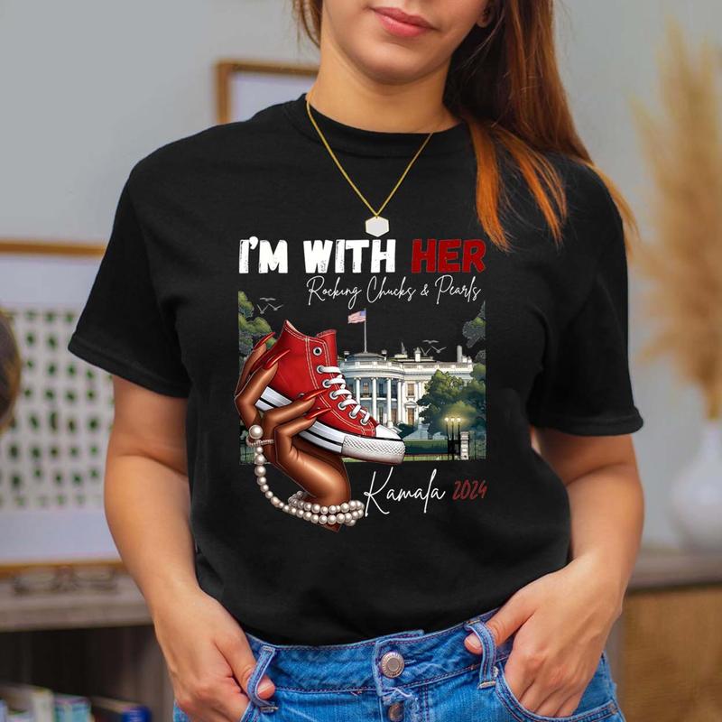 Kamala Harris For President Shirt, Kamala Harris Rally Shirt, Chucks and Pearls 2024 Shirt