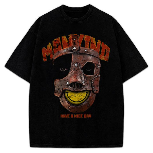 Mankind Mick Foley T-Shirt Have A Nice Day Wrestling Legend Graphic Streetwear Unisex Black Tee Crewneck Cotton
