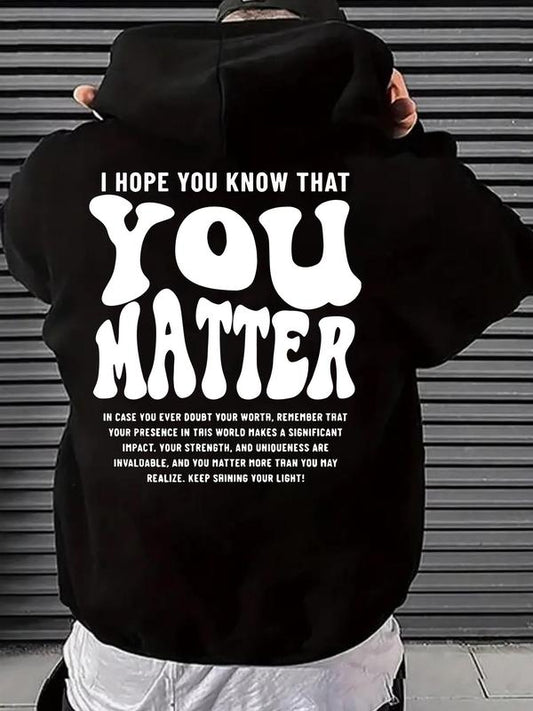 Letter Print Men's Casual Drawstring Hoodie, Regular Fit Sweatshirt for Spring & Fall, Fashionable Daily Men's Clothing