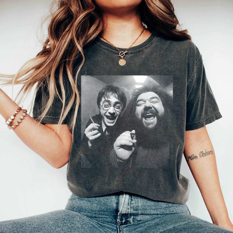 420 Joint from Harry and Hagrid Unisex Gildan Cotton T Shirt - Humorous Hogwarts Print Graphic Tee, Wizarding Fan Funny 90s Vintage Meme