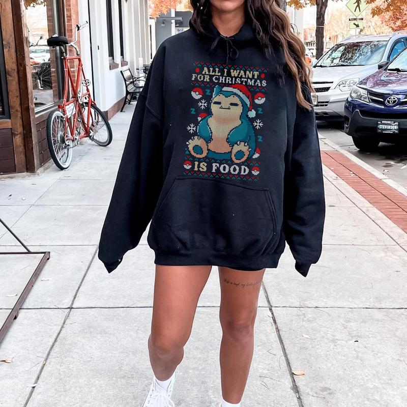 Snorlax Pokemon Sweatshirt, Snorlax All I Want For Christmas Is Food Sweatshirt, Snorlax Christmas Sweatshirt, Snorlax Santa, Snorlax Sweatshirt - Pok
