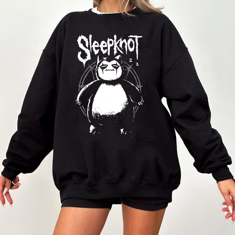 Pocket Monsters Anime T-shirt Sweatshirt Hoodie, Snorlax Sleepknot Graphic Tee, Anime & Manga Gifts, Snorlax Sweatshirt, Anime Sweater, Pokemon Shirt
