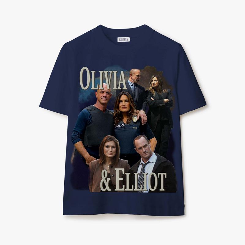 Olivia Benson Elliot Stabler Shirt Bootleg Y2K Style Shirt Classic Cotton casual tee