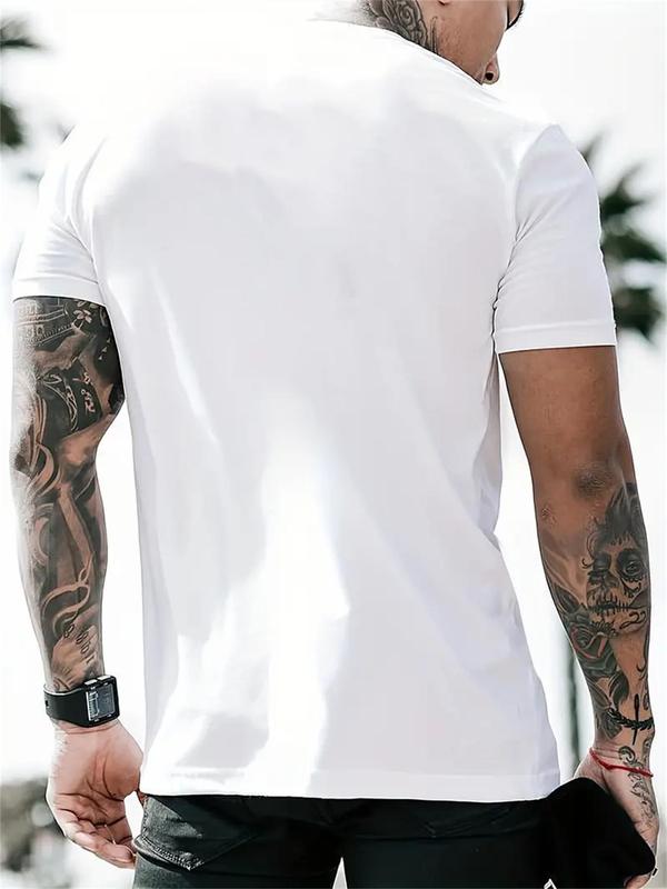 Men's Summer Clothes,Â Casual Letter Print Round Neck Short Sleeve GraphicÂ Tee, Regular Fit Crew Neck T-Shirt for Daily Wear, Fashion Men Clothes for S