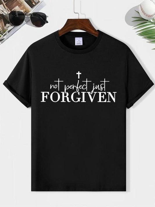 Men's Letter Print Round Neck Tee, Summer Short Sleeve Crew T-Shirt for Casual Days, Trendy Graphic Tees for Menâ€™s Warm Weather Fashion