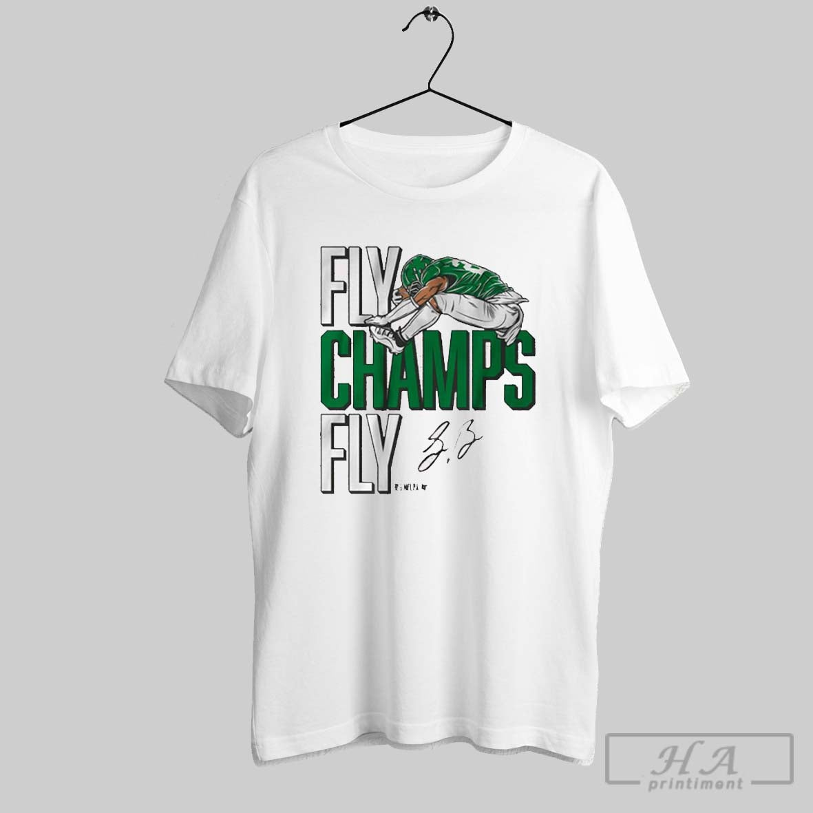 Philadelphia Eagles Saquon Barkley Fly Champs Fly Super Bowl Lix Signature T Shirts