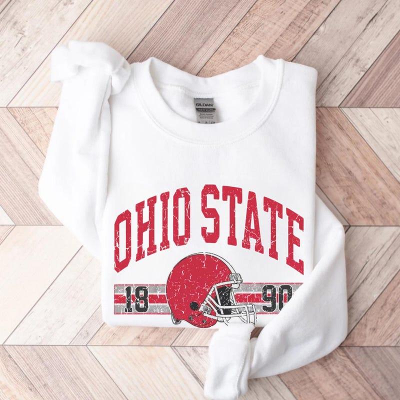 Ohio State Sweatshirt, Ohio Football Shirt, Buckeye Football Sweatshirt, Vintage Red and White Fan Gift, Ohio State Football Fan Casual Classic