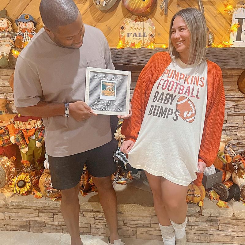 Football Pregnancy Announcement Shirt Fall Baby Reveal TShirt Thanksgiving Pregnancy Reveal Tee Fall Maternity t-shirt Gift for Expecting