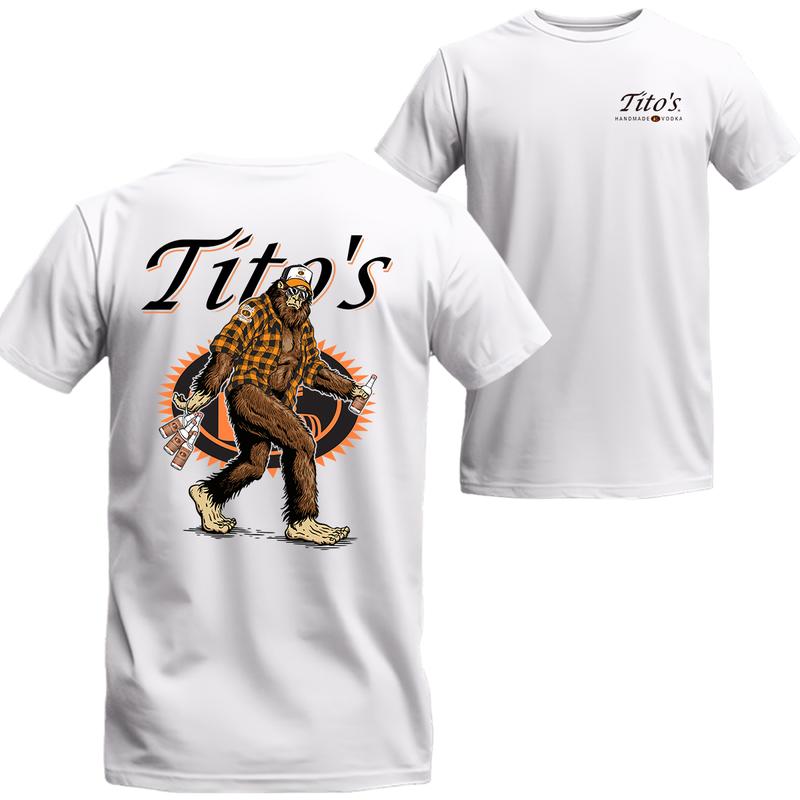 Bigfoot Titos Handmade Vodka 2 Sided Graphic Printed Shirt, Unisex T-shirt For Men, For Women, Best choice, Menswear Top Underwear Tshirt