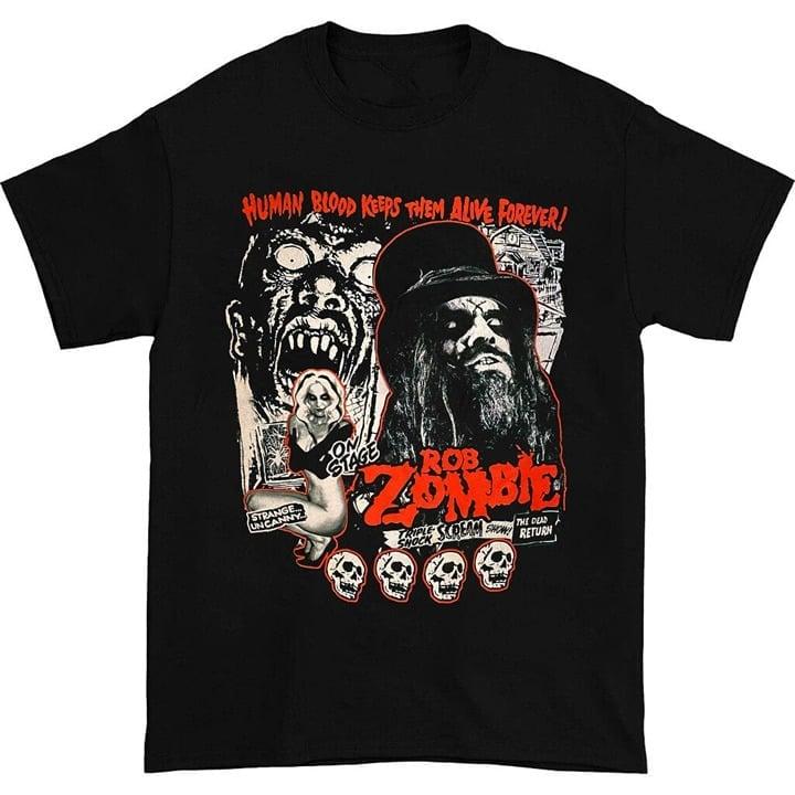Rob Zombie T-shirt Short Sleeve Cotton Black Unisex TShirt