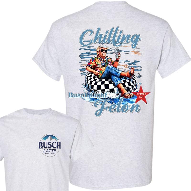 Busch Light -Beer- Chillin Busch Light  Shirt Busch Light 2-Sided Shirt 2024 Shirt Soft Cotton Shirt, Casual Graphic Round Neck T-shirt for Summer, Fa