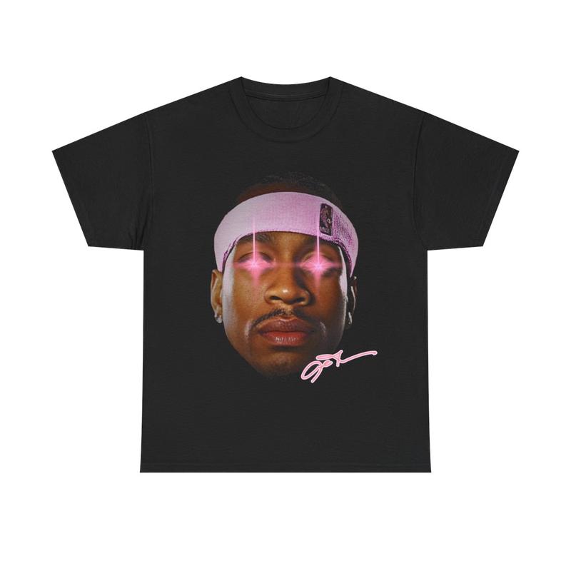 Retro Pink Laser Allen Iverson Inspired Vintage Graphic T-shirt Heavy Cotton Tee Basketball Sreetwear 90s Styled Ai Shirt Hiphop Vibes Y2K Aesthetic T