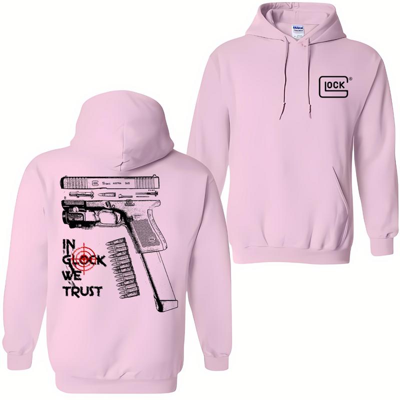In GLock We Trust Hoodie - Glock Shirt- Full Color Double Sided - Men's & Women's Classic Fit Long Sleeve Hoodie - Menswear Casual Underwear