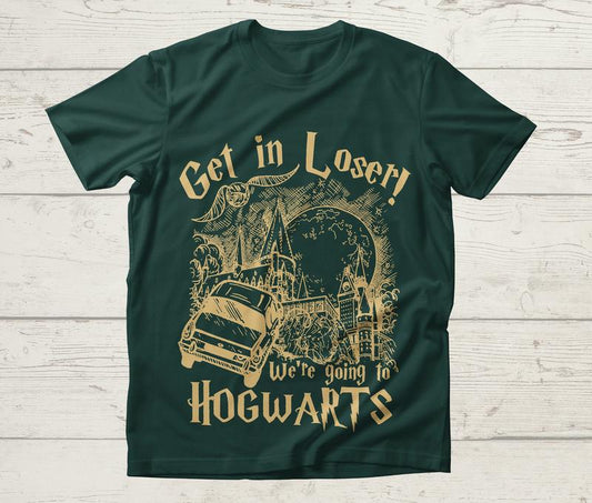 Get In Loser We're Going To Hogwarts Shirt, Wizard Flying Car Shirt, Universal Studios Shirt, Wizard Shirts