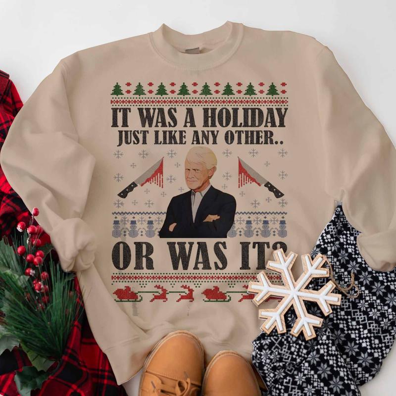 It Was A Holiday Just Like Any Other Or Was It Christmas Sweatshirt, Keith Morrison Crewneck, Funny True Crime Ugly Christmas Sweaters Classic Fabric