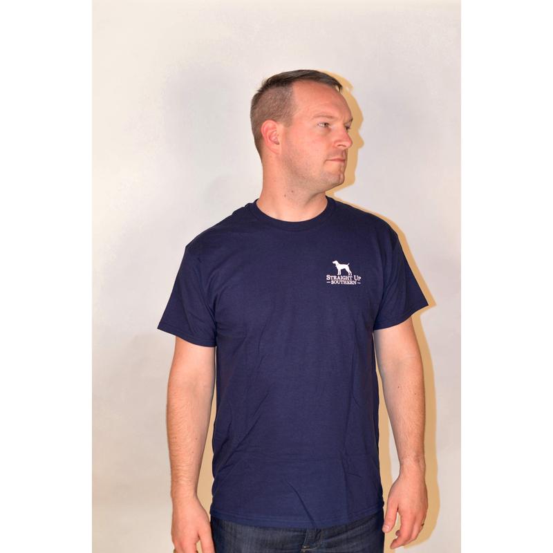 Strut and Rut - Turkey and Whitetail Buck Hunting T-Shirt - Navy Classic Collar