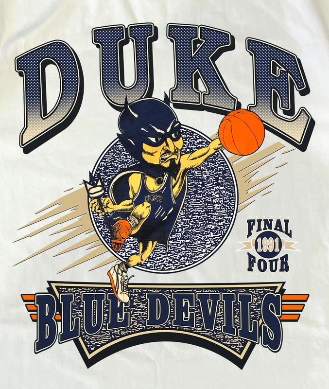 Duke Blue Devils Final Four NCAA 1991 T-Shirt Cotton Short-sleeve Retro Streetwear Tshirt Menswear Top