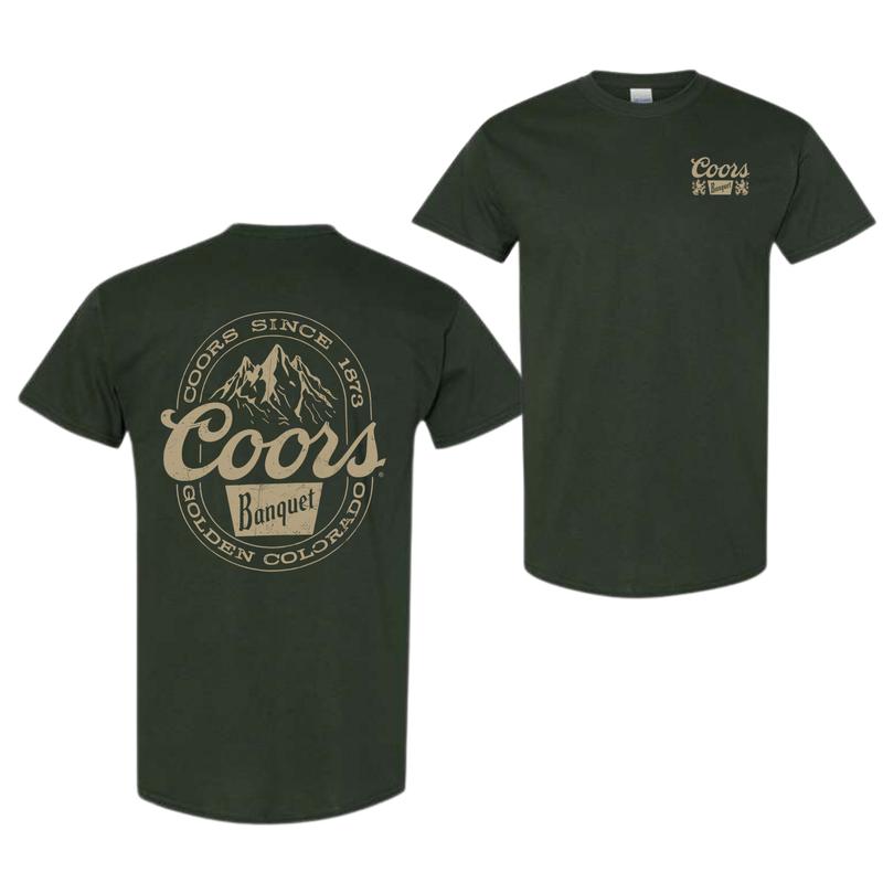 Coors Banquet Hoodie - Classic and Rugged Design Featuring Retro Coors Logo with Mountain Graphics, Perfect for Beer Enthusiasts and Outdoor Adventure