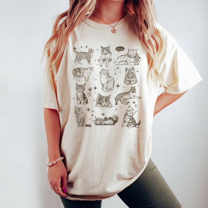 Vintage 90s Cat Tshirt, Retro Kitten Shirt, Cat Lover Shirt, Gift For Cat Lover, Funny Gifts For Women, Women Shirt, Vintage Tattoo Cat Shirt, Cat Lov