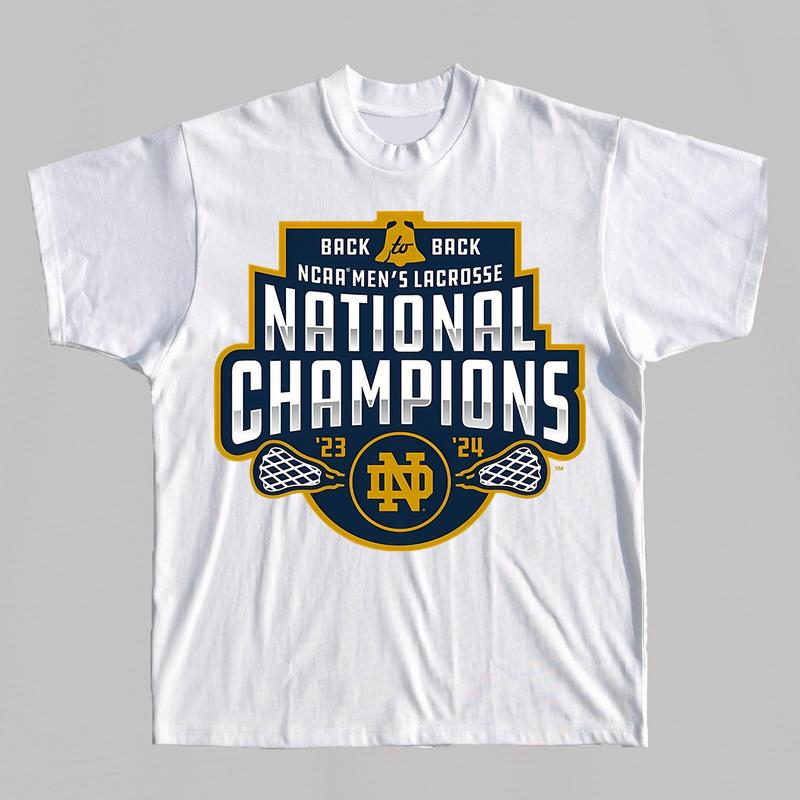 NCAA Men Lacrosse Back-To-Back T-Shirt Cotton Short-sleeve Retro Streetwear Tshirt Menswear Top Graphic Casual