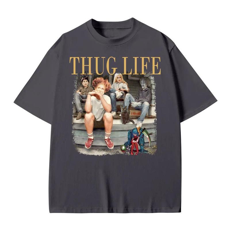 Retro Halloween Hatsune Miku and Hocus Pocus Shirt, Vintage Sanderson Sisters Witch Shirt, Halloween Thug life Shirt Cotton Menswear