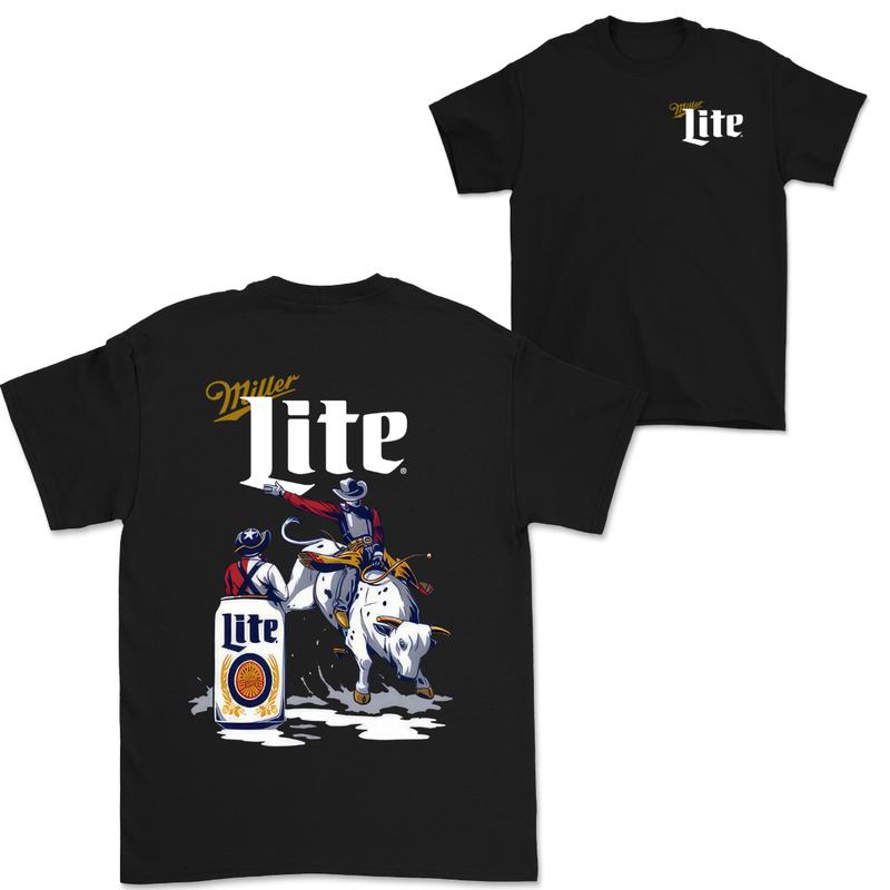 Miller Lite Beer Rodeo T-shirt, 2 Side For Men And Women