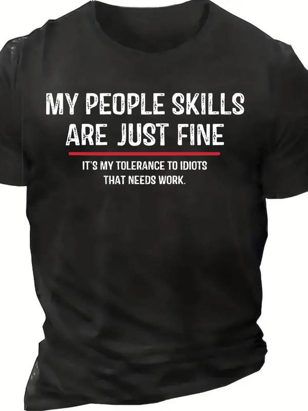 Men's Letter Print Round Neck Tee,Â Summer Clothes, Regular Fit Crew Neck Short Sleeve T-Shirt for Outdoor Daily Wear, Graphic Tees,Â Casual Summer Stre