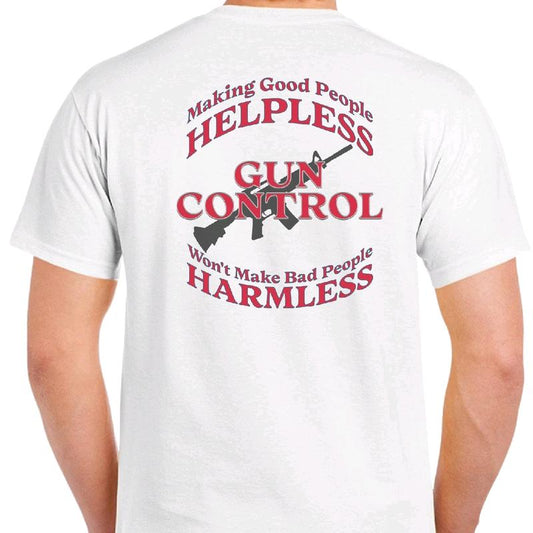 Gun Control Making good people helpless won't make bad people harmless T-shirt  Menswear Crewneck Top Breathable Cotton Sport t shirt