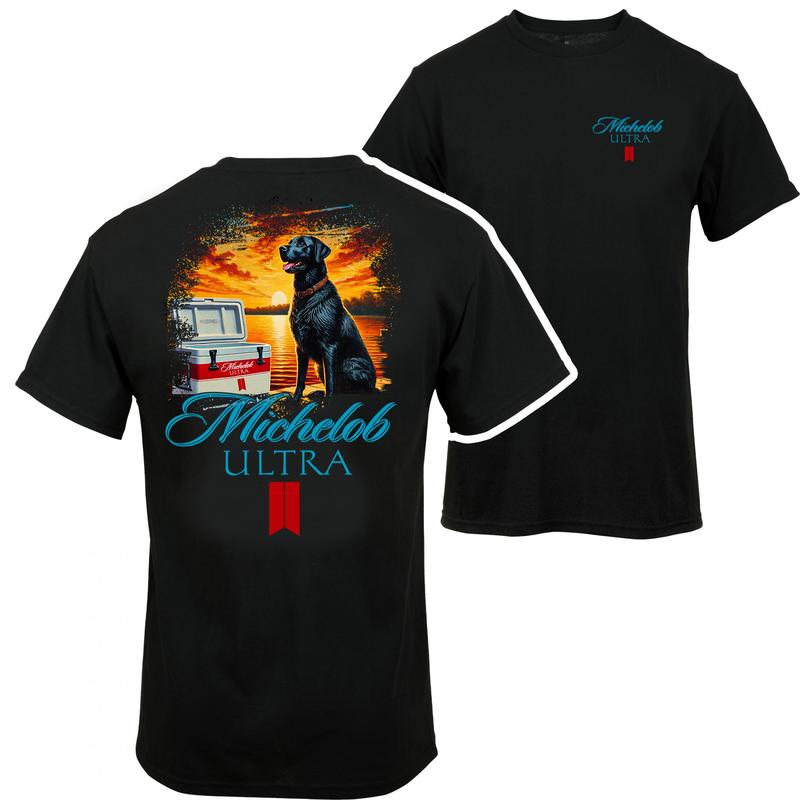 Michelob Ultra Beer And Dog Man's Best Friends T-shirt - 2 Side - Modern Fit - Pick Your Color - Find Your Perfect Fit - Fashion Varieties - Unisex Cl