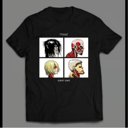 ATTACK ON TITAN X THE GORILLAZ SURVEY DAYZ PARODY HIGH QUALITY SHIRT Menswear Top
