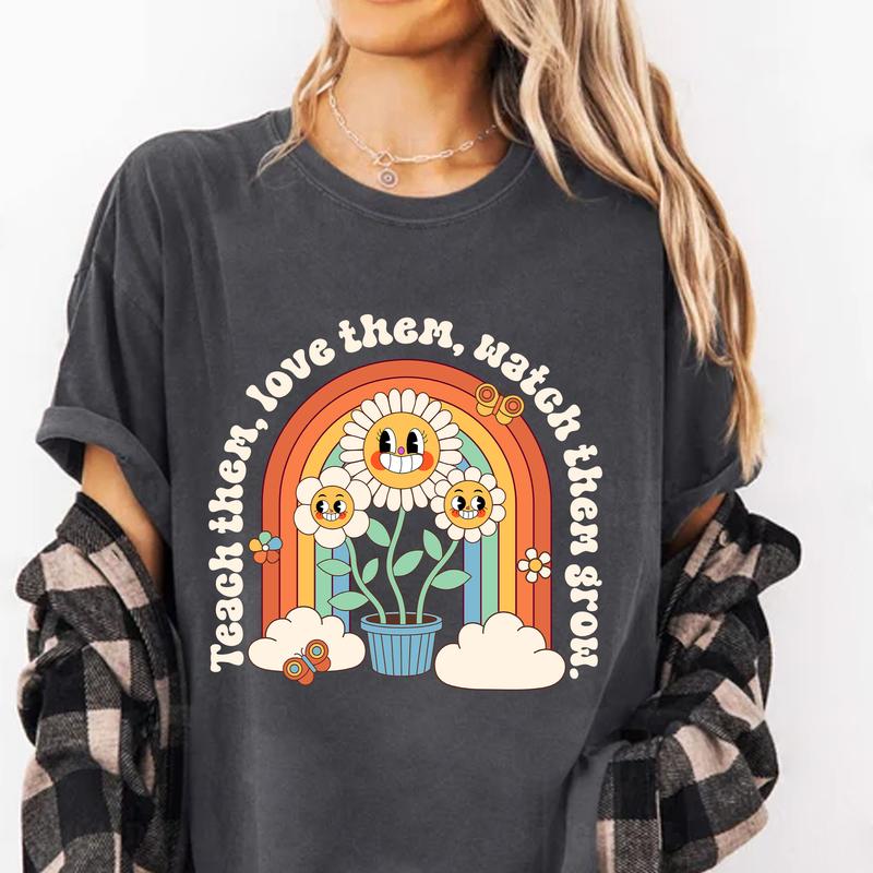 Teacher Shirt Women, Back To School Shirt Teacher, Teach Them Love Them Watch Them Grow, Retro Teacher Shirt, Retro Teacher Tee, New Teacher, Womenswe