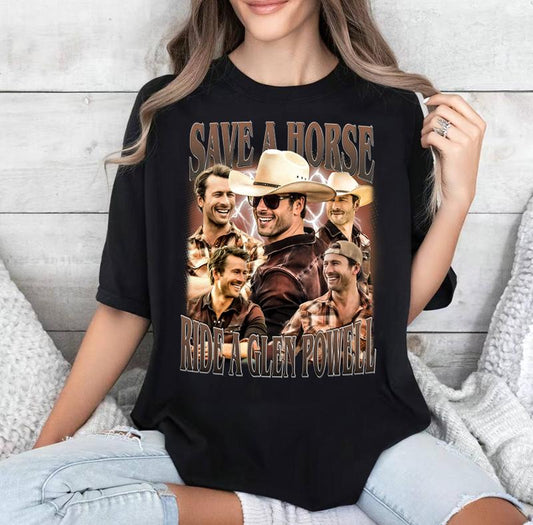Save a horse, ride a Glen Powell Gildan T-shirt, Sweatshirt, Hoodie
