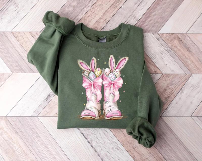 Howdy Easter Sweatshirt, Western Easter Bunny Shirt, Easter Shirt, Cowboy Boots, Happy Easter, Easter Shirts for Women, Ladies Easter Bunny
