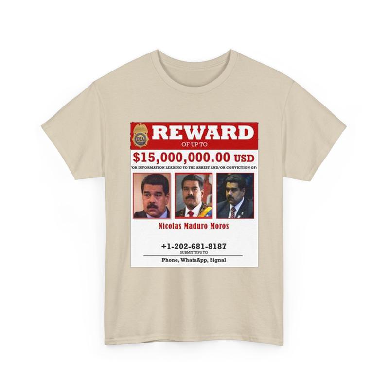 Camisa de Venezuela Shirt, Marudo Recompensa Reward 15 Millions T-Shirt, Venezuela Tee, Unisex Cotton Shirt, Full Size Full Color