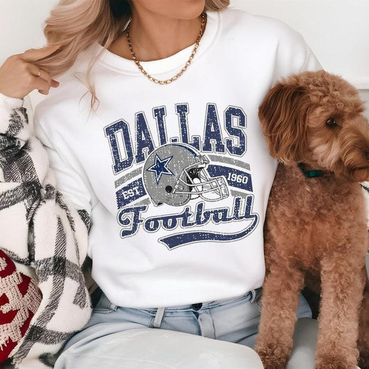 Retro Dallas Football Shirt, Cowboys Team Shirt, Vintage Texas Shirt, Dallas Football Tee, Cowboys Shirt, Oversized Dallas Team T-shirt Casual Cotton