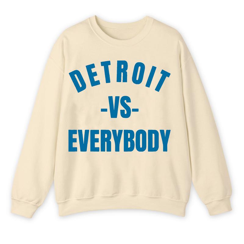 Detroit Vs Everybody Blue Sweatshirt, Vintage Style Detroit Football shirt, Game Day Pullover, Sunday Football