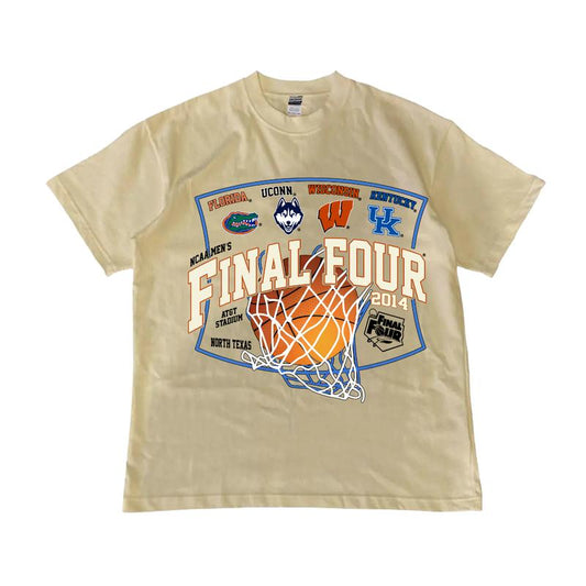 NCAA Men's Final Four 2014 Basketball Florida Uconn Wisconsin Kentucky T-Shirt Top Unisex Cotton Menswear Retro Sport football fan Tshirt Streetwear