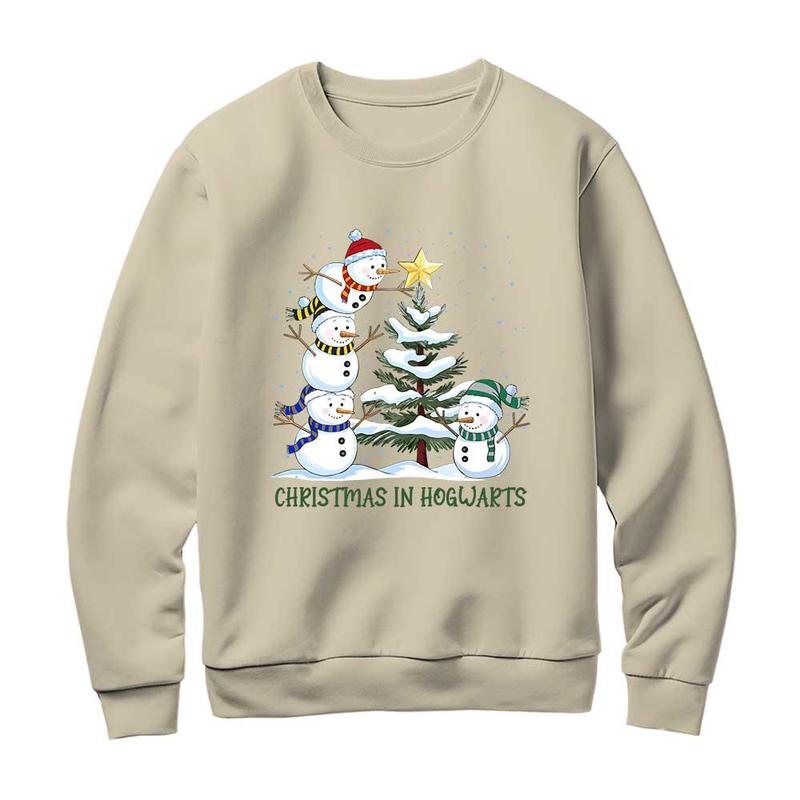 HP Snow Man Sweatshirt - Potter's Lover Shirt - Potterhead Hoodie - Cute Snow Man Christmas in Hogwart Shirt
