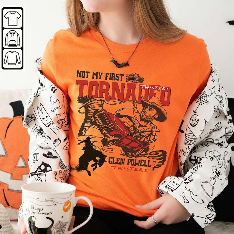 Blvckstyle Not My First Tornado Shirt, Twisters With Glen Powell Retro Movie Poster Vintage Unisex Shirt