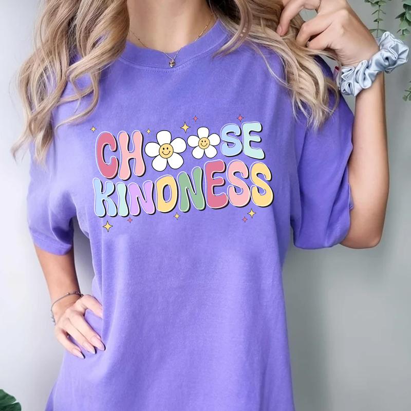 Choose Kindness Teacher Shirt, Comfort Colors Groovy Teacher Shirt, Back To School Shirt for Teacher, Be Kind Shirt, Mental Health Matter Casual Comfy