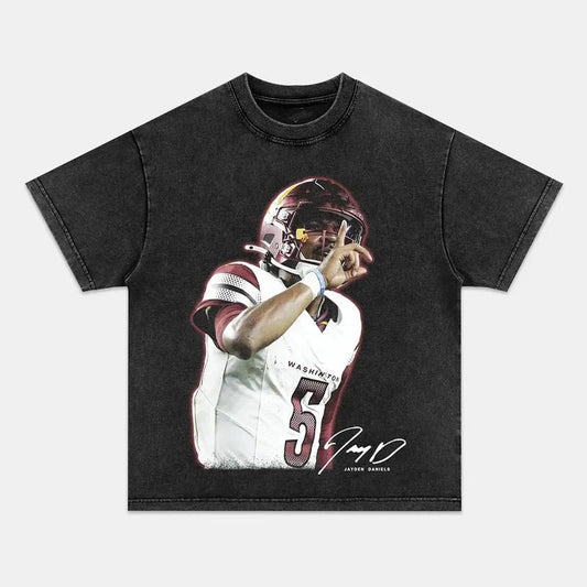 Jayden Daniels T-Shirt, Vintage Jayden Daniels Shirt, American Football Merch, Perfect for Fans of Washington, Gildan Full Size Color
