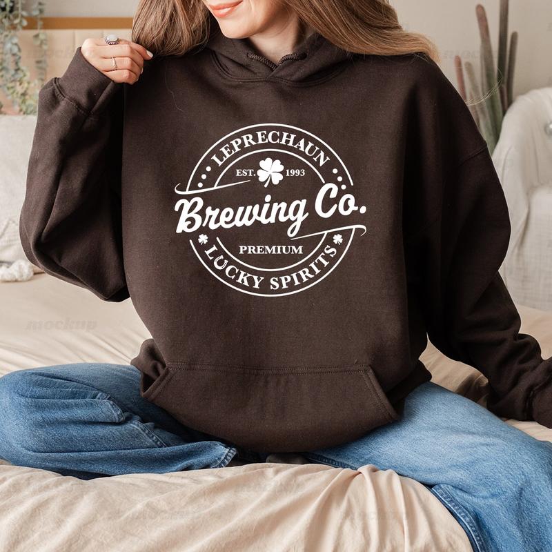 Leprechaun Brewing Co St Patricks Day Crewneck Sweatshirt, Hoodie, T-shirt, St. Patrick's Day Gifts
