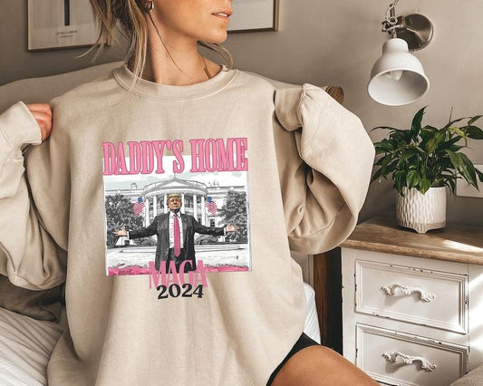 Daddys Home Sweathirt, White House Trump 2024 Shirt, Trump Sweatshirt, Republican Sweatshirt, Political Funny Trump Hoodie, Mug Shot Shirt