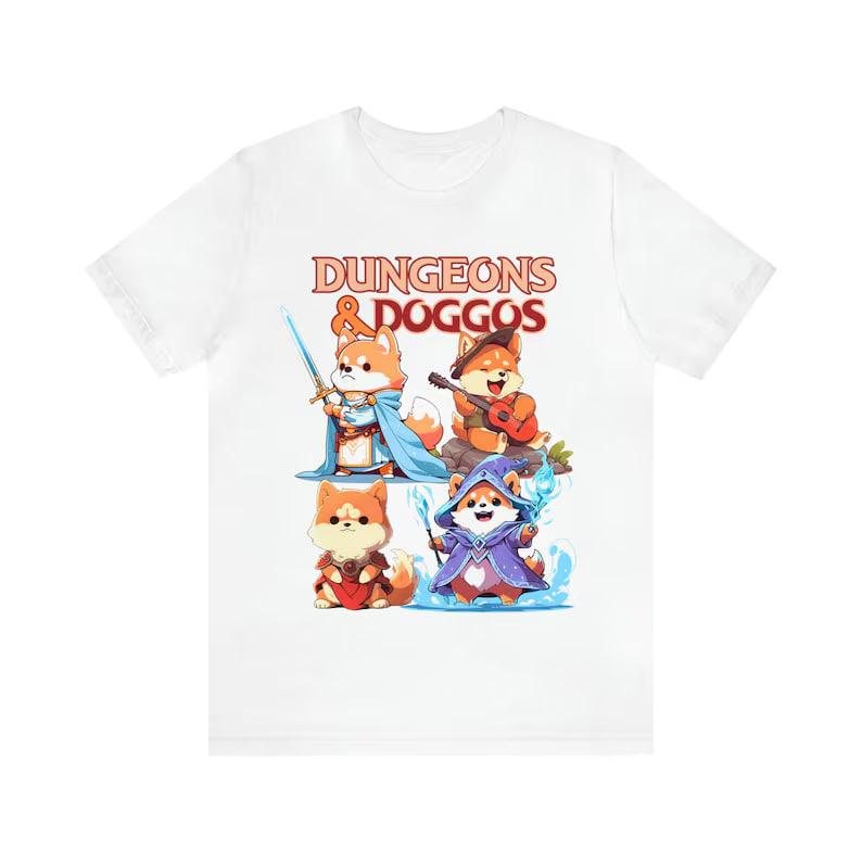 Dungeons and Dragons Shirt, DND & Doggos DND Dog T-Shirt ,Cute Doggo Tshirt, Shiba Inu Paladin Corgi Wizard, Tabletop RPG Hoodie, Dragons Gamer Shirt,