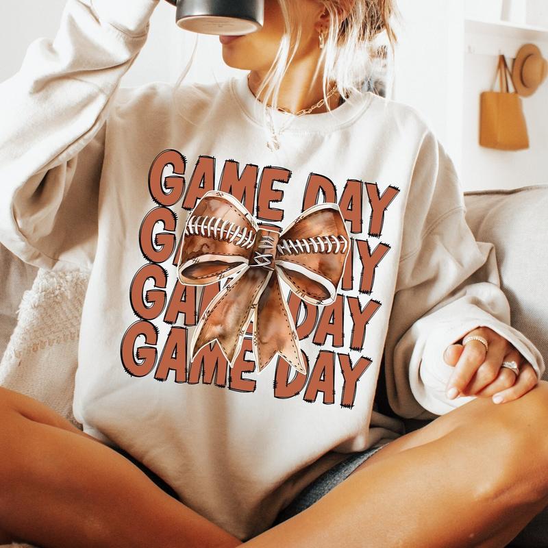 Coquette Football Shirt, Football Sweatshirt, Football Mom Shirt, Game Day Shirt, Fall Football Season Sweatshirt Football Bow Tee, Sweatshirt coquett