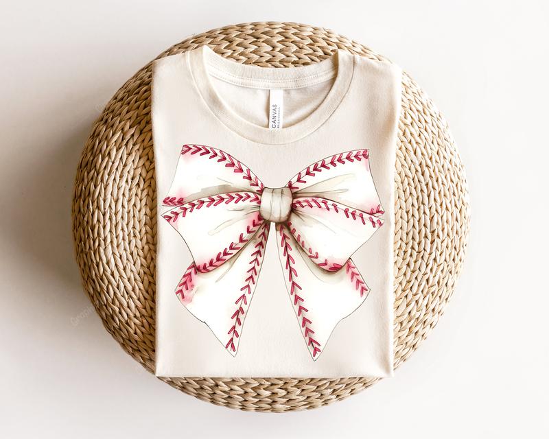 Baseball Coquette Bow Shirt, Soft Girl Era Tee, Baseball, Coquette Baseball, Baseball mom, Coquette Tshirt, Full Colors, Full Sizes, Cotton Crewneck T